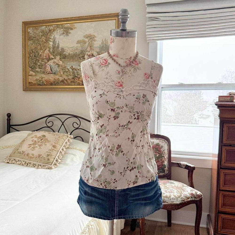 Y2K Maurice's 100% silk floral tank size‎ small